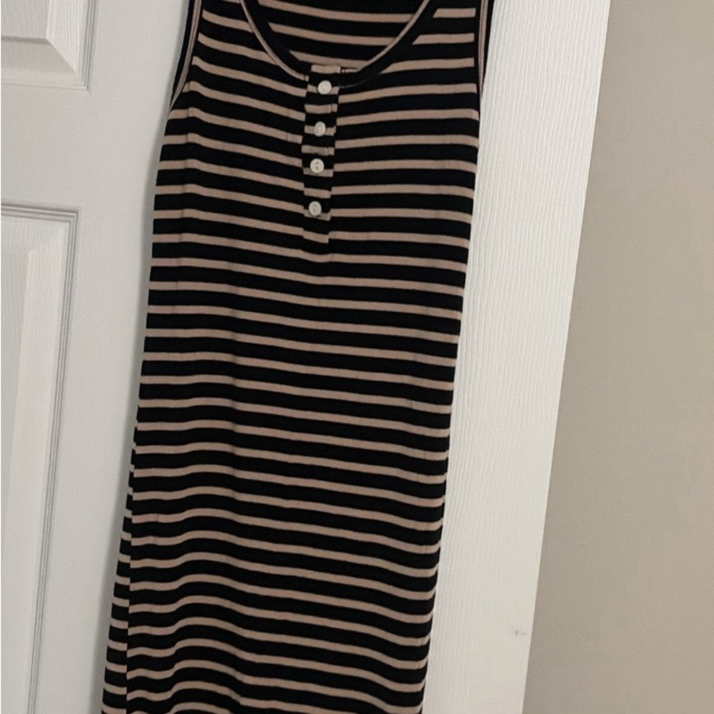 Heart Hips Black and Beige Striped Sleeveless Top